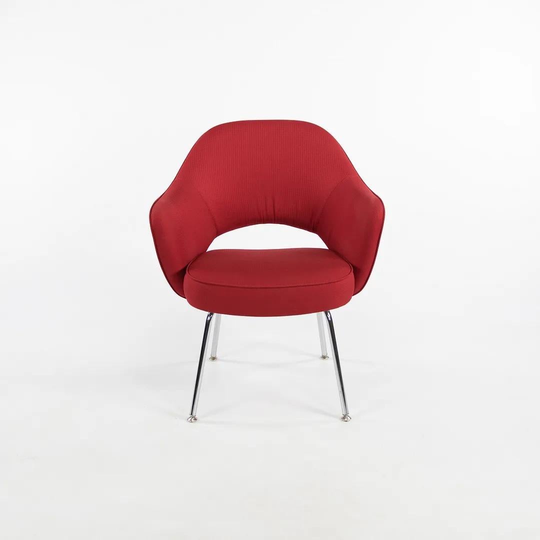 2010s Knoll Saarinen Executive Arm Chair in Red Fabric with Tubular Steel Legs For Sale 2