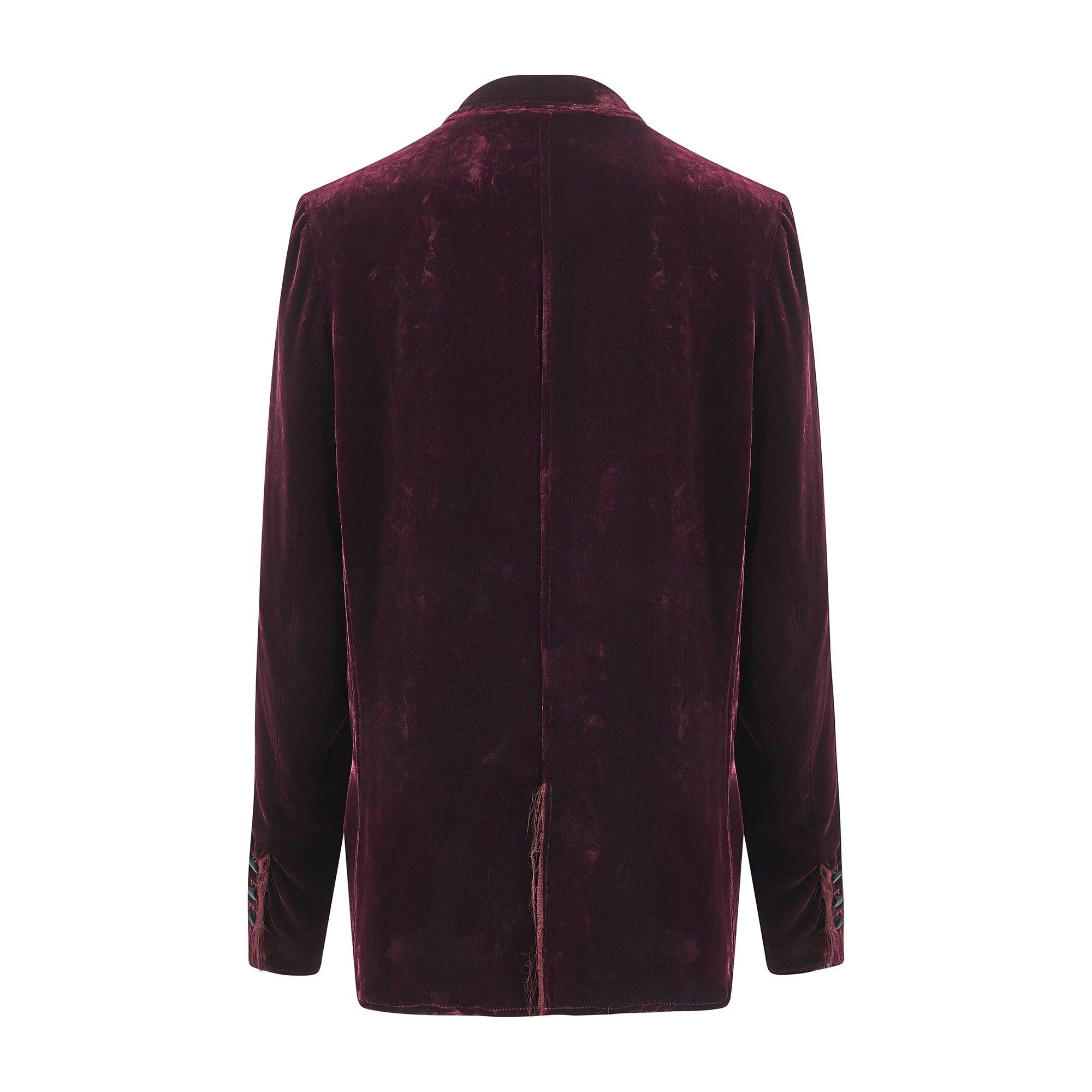Nero Giacca Lanvin anni 2010 in velluto di seta color prugna con orlo non rifinito in vendita