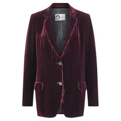 2010s Lanvin Silk Velvet Plum Unfinished Hem Jacket
