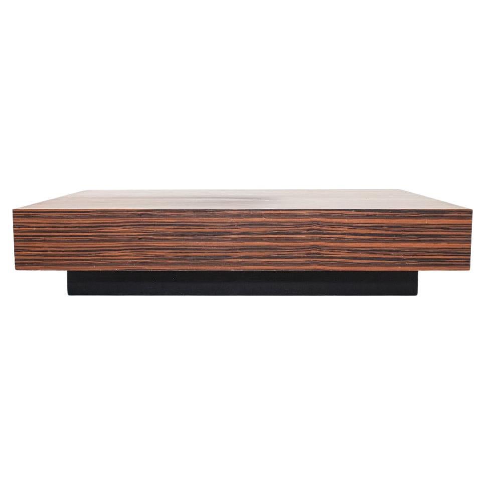 2010s Large Custom Santos Palisander Wood Plinth Coffee Table 48 x 68 en vente