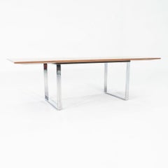 2010s Large Solid Walnut Dining Table with Chromed Steel Legs 98x39"