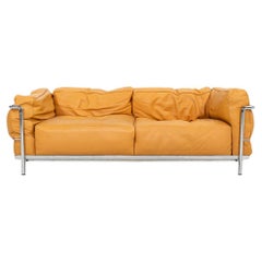 2010s Le Corbusier for Cassina LC3 Settee / Two Seat Sofa / Loveseat in Cognac