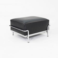 2010s Le Corbusier Jeanneret Perriand for Cassina LC2 Ottoman in Black Leather