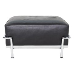 2010s Le Corbusier Jeanneret Perriand for Cassina LC2 Ottoman in Black Leather