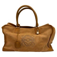 2010s LOEWE Amazona 44 Boston Bag Suede Beige Brown Travel Unisex