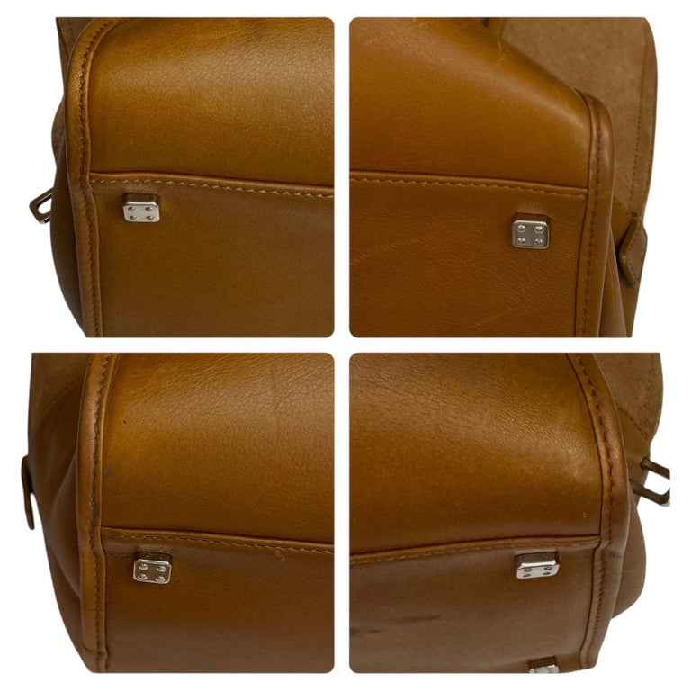 2010s LOEWE Amazona 44 Boston Bag Suede Beige Brown Travel Unisex