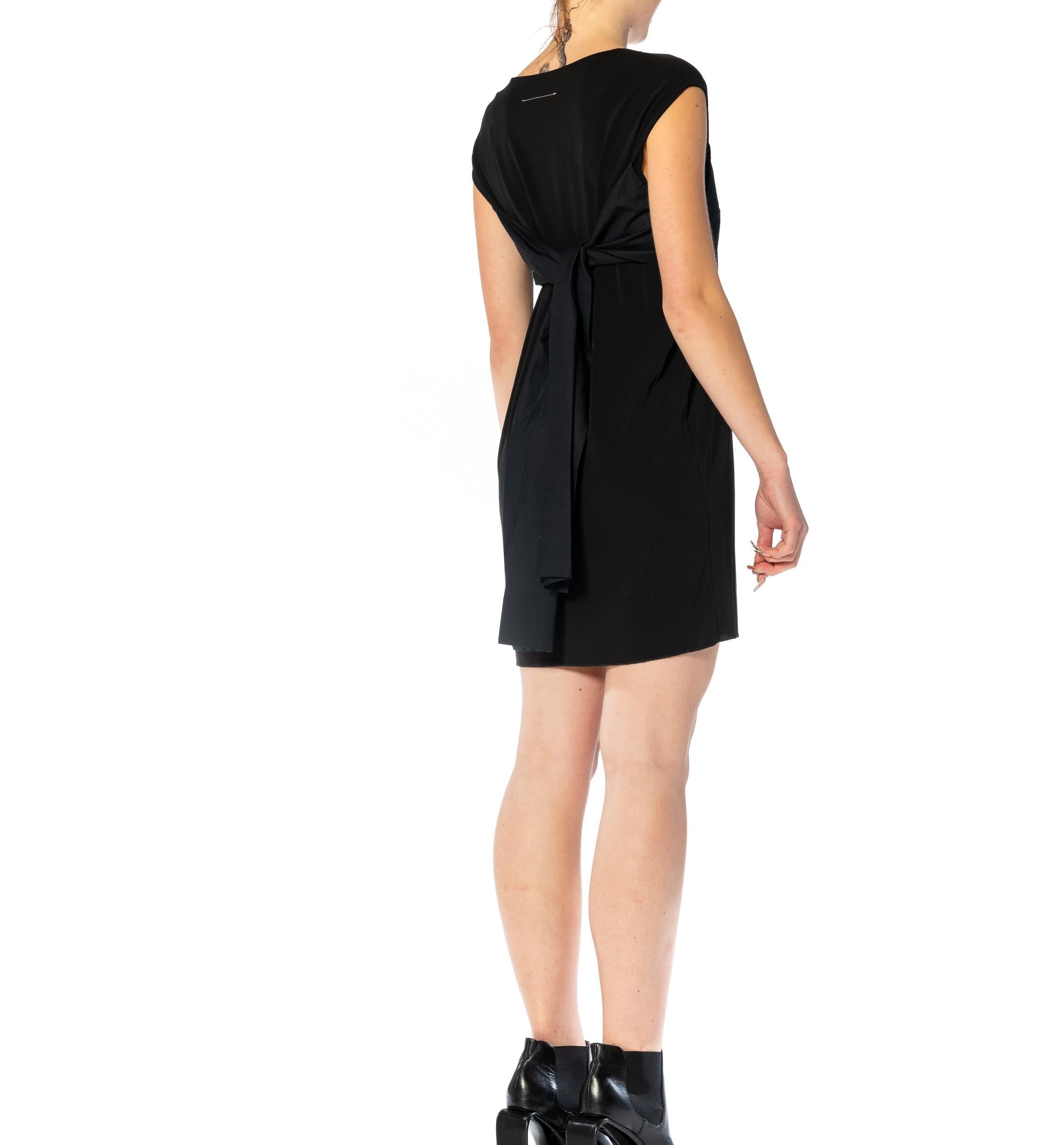 2010S MAISON MARTIN MARGIELA Black Acetate & Poly Cocktail Dress With Dark Gree For Sale 2