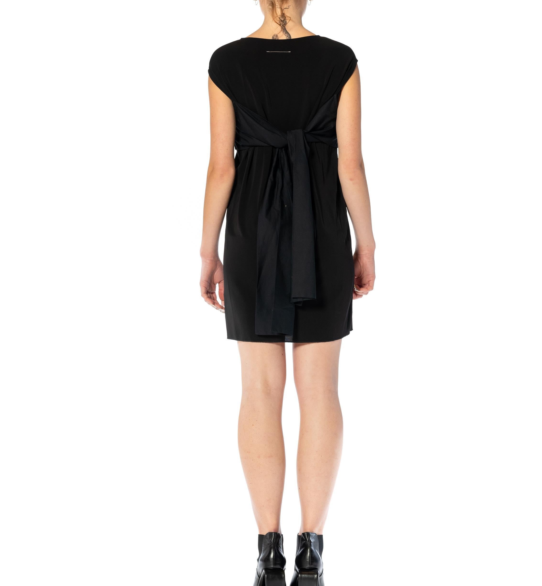 2010S MAISON MARTIN MARGIELA Black Acetate & Poly Cocktail Dress With Dark Gree For Sale 3