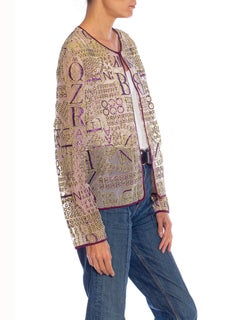 2010S MARY KATRANTZOU Lilac Poly/Rayon/Nylon Glitter Graffiti Printed Jacket