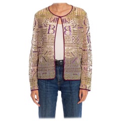 2010S MARY KATRANTZOU Lila Poly/Rayon/Nylon Glitter Graffiti bedruckte Jacke