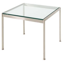 Table d'appoint carrée en métal des années 2010 avec plateau en verre par Geiger 24x24x20