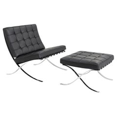 2010s Mies van der Rohe for Knoll Barcelona Lounge Chair with Ottoman / Stool