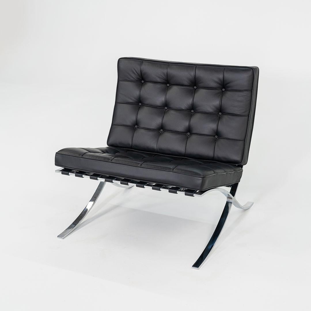 2010s Mies van der Rohe for Knoll Barcelona Lounge Chairs Black Leather 3x Avail 3