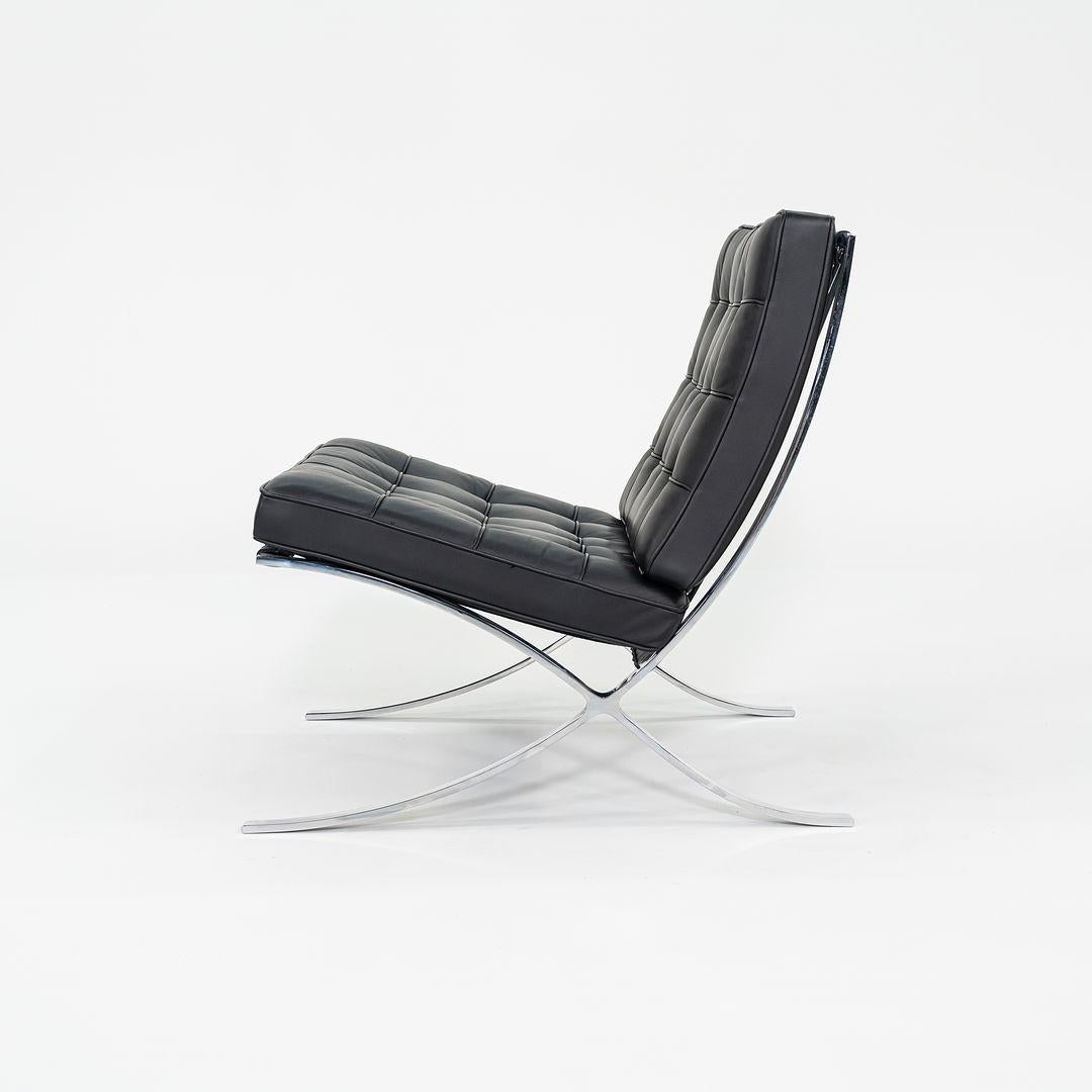 Modern 2010s Mies van der Rohe for Knoll Barcelona Lounge Chairs Black Leather 3x Avail