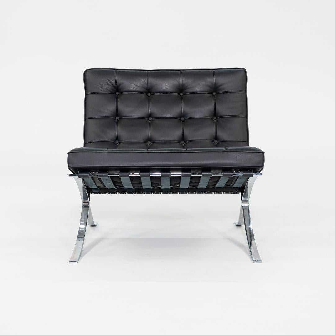 2010s Mies van der Rohe for Knoll Barcelona Lounge Chairs Black Leather 3x Avail In Excellent Condition In Philadelphia, PA