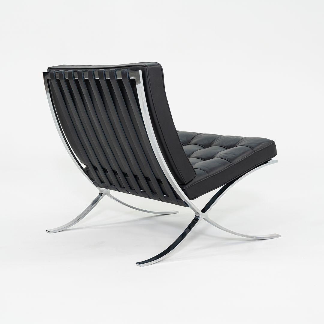 Steel 2010s Mies van der Rohe for Knoll Barcelona Lounge Chairs Black Leather 3x Avail