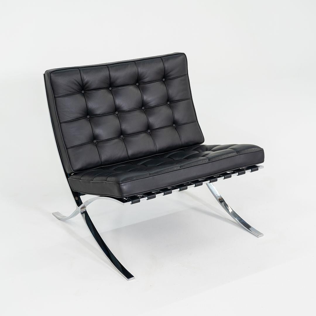 2010s Mies van der Rohe for Knoll Barcelona Lounge Chairs Black Leather 3x Avail 2