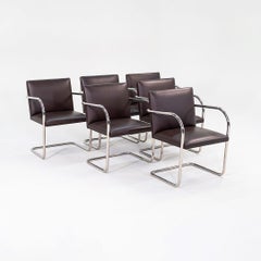 2010s Mies van der Rohe Tubular Brno Dining Chairs in Brown Leather Model 245