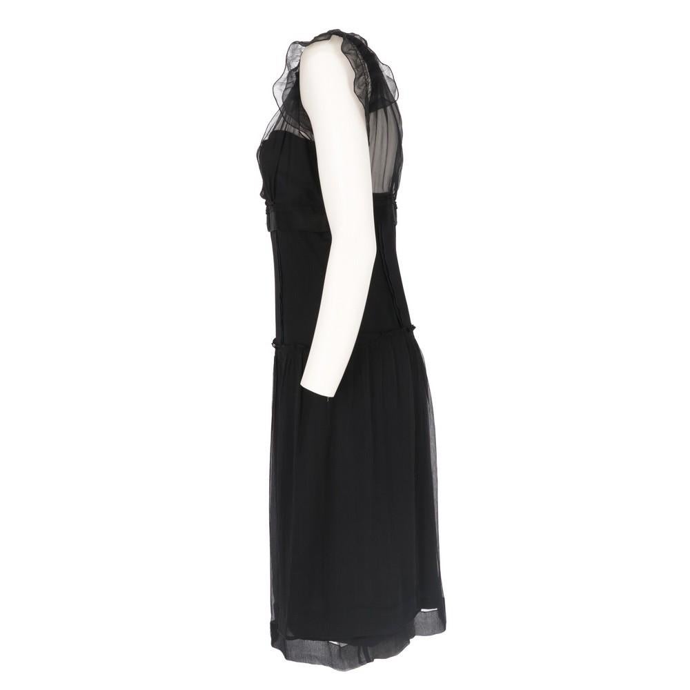 2010s Miu Miu Black Silk Sleeveless Dress In Good Condition In Lugo (RA), IT