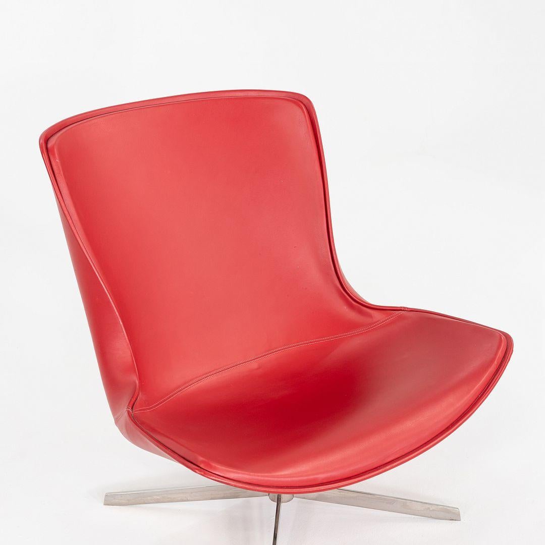 2010s Monica Forster para Bernhardt Design Sillón giratorio Vika de piel Acero en venta
