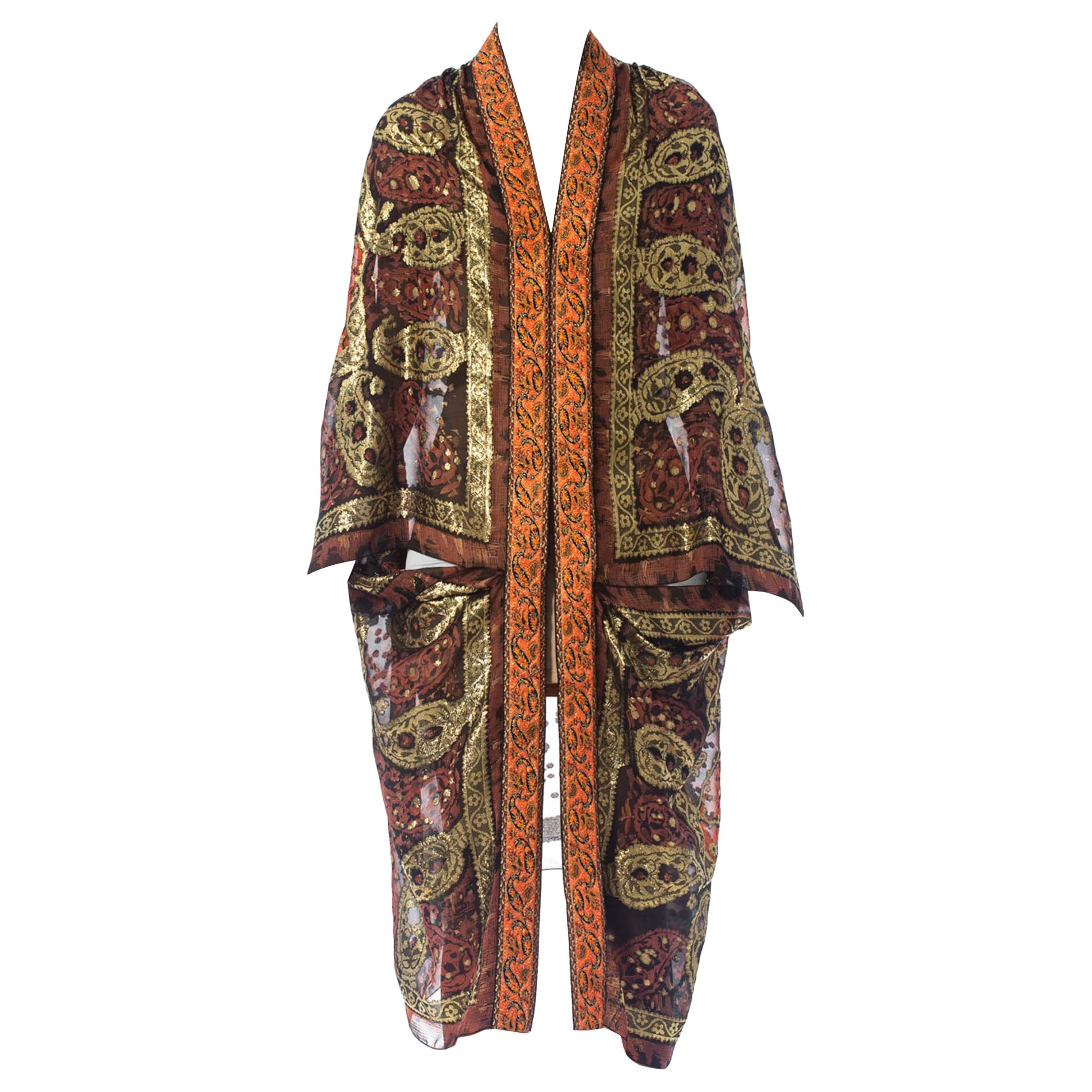 MORPHEW COLLECTION Bronze Gold Lamé Silk Chiffon Cocoon Made From 1970S ...