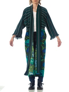 MORPHEW COLLECTION Black & Green Cotton Duster Coat Made From African Indigo 19