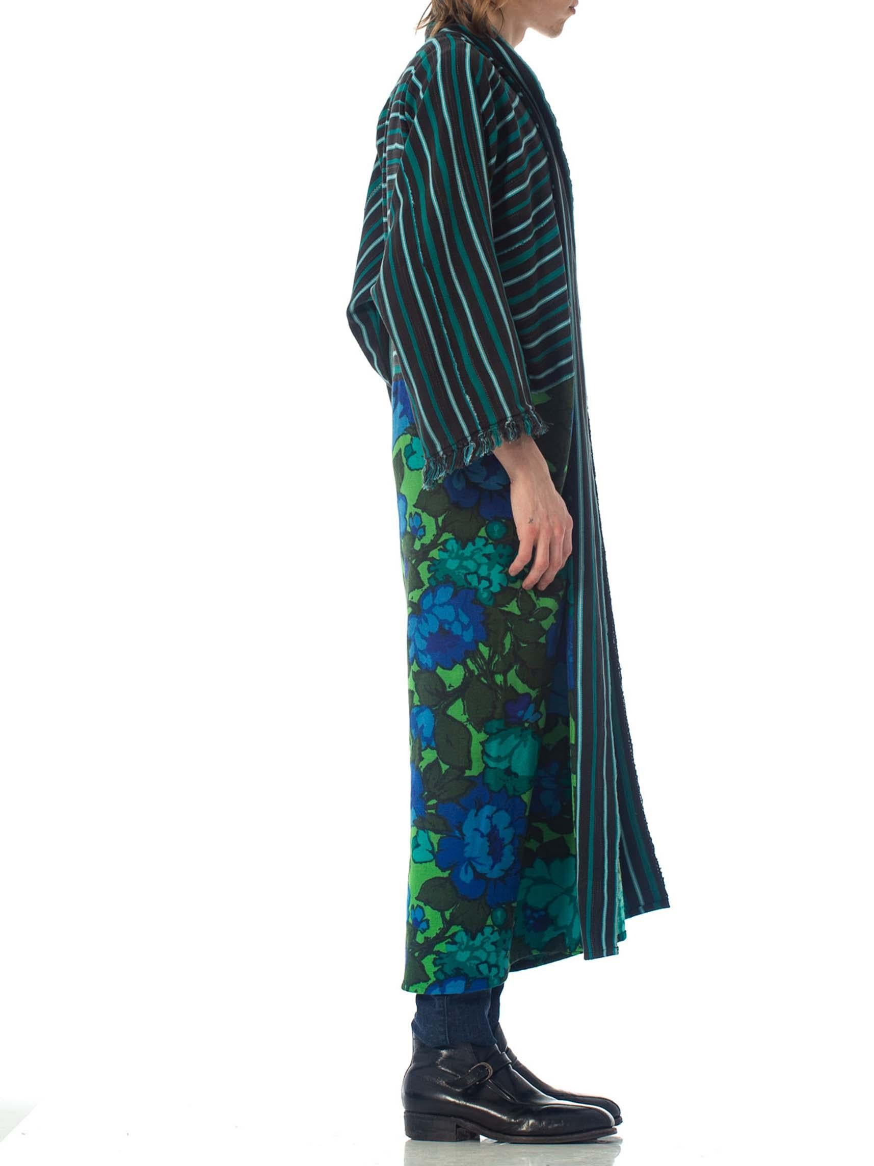 Women's MORPHEW COLLECTION Black & Green Cotton Duster Coat Made From African Indigo 19