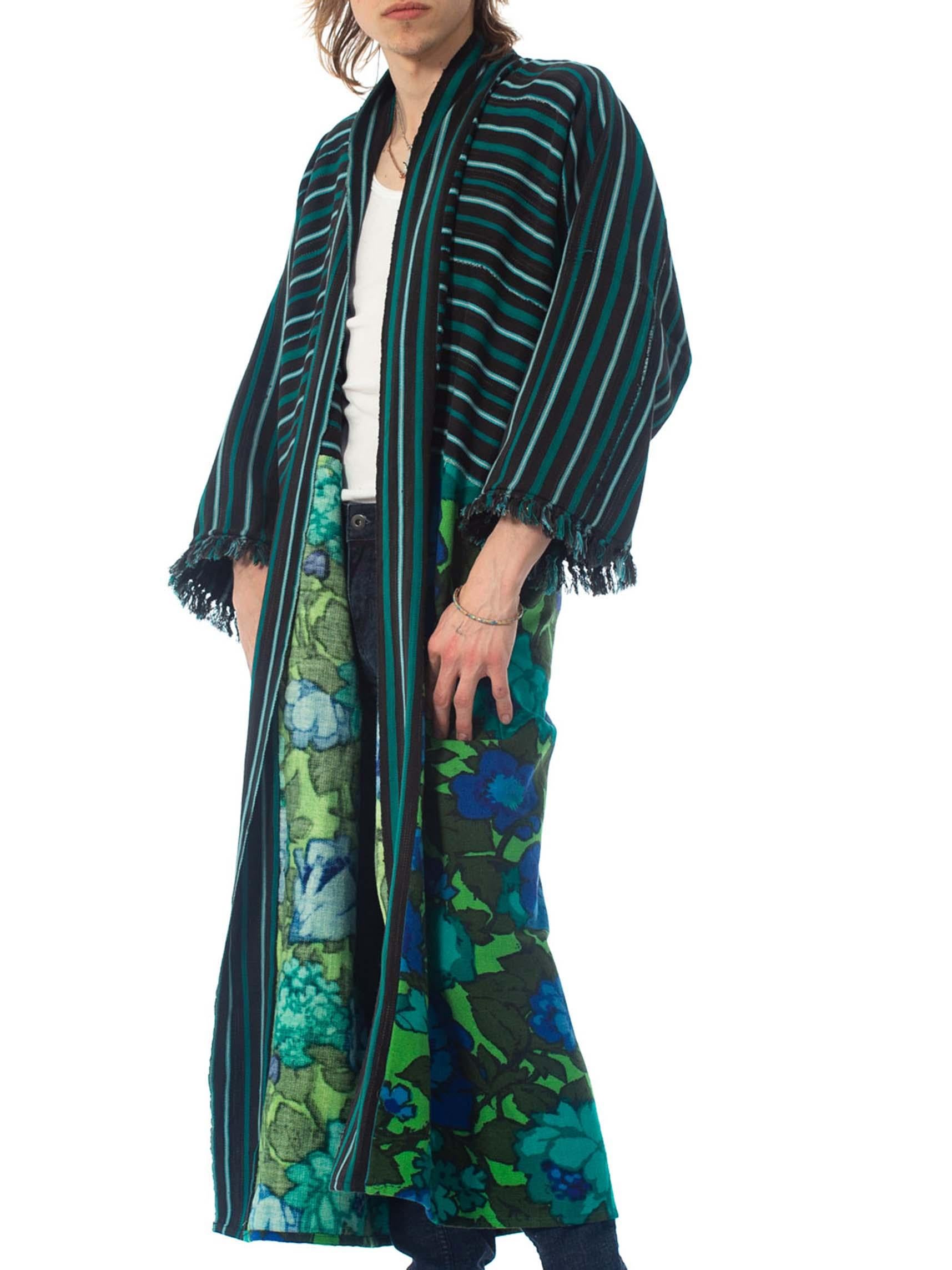 MORPHEW COLLECTION Black & Green Cotton Duster Coat Made From African Indigo 19 2