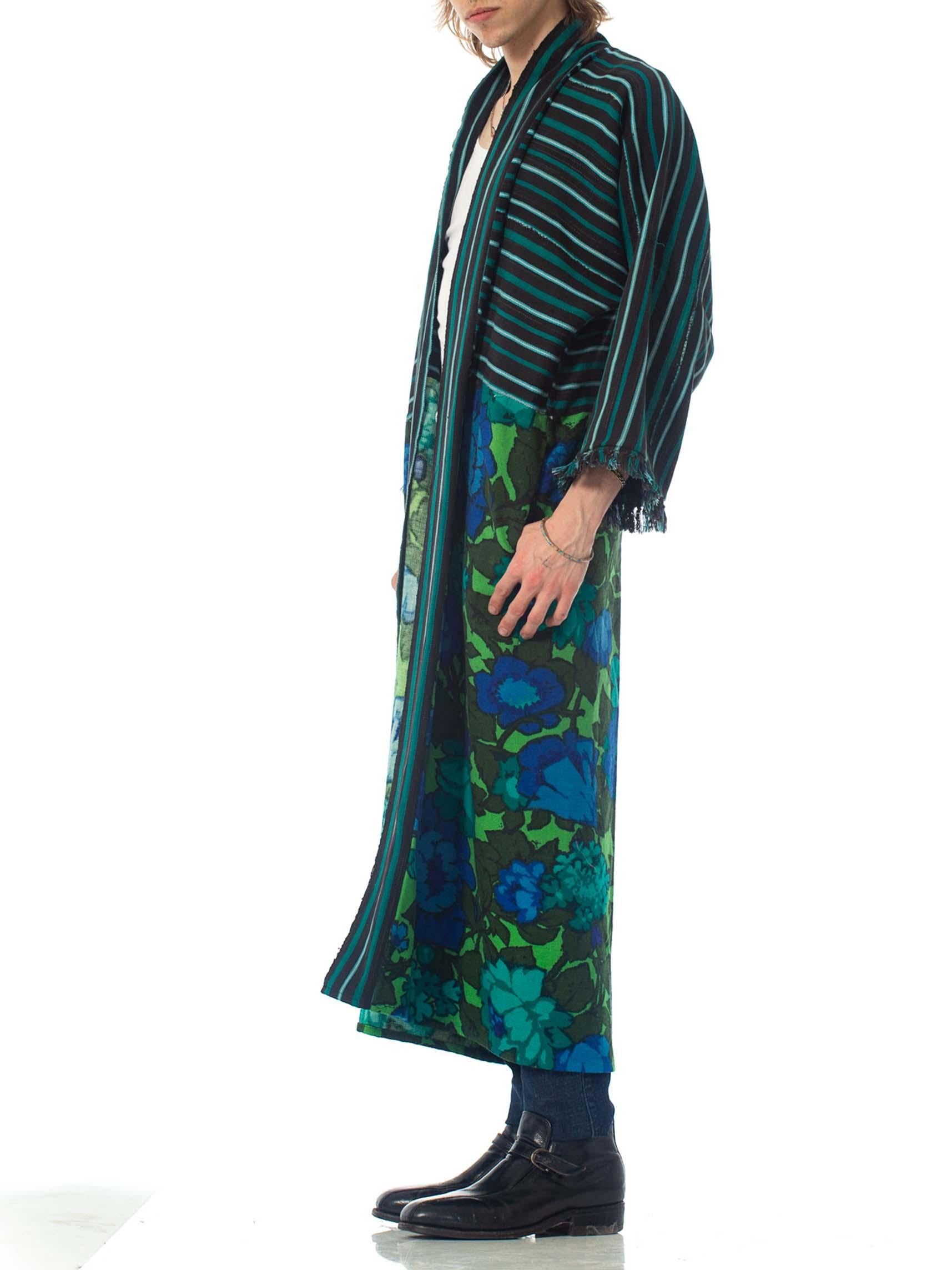 MORPHEW COLLECTION Black & Green Cotton Duster Coat Made From African Indigo 19 3