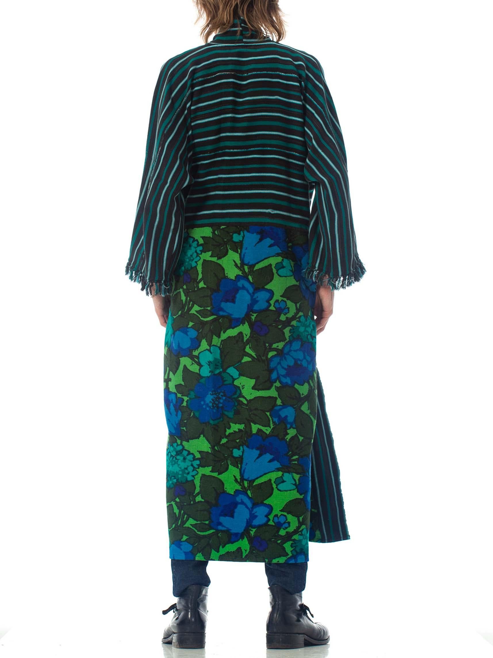 MORPHEW COLLECTION Black & Green Cotton Duster Coat Made From African Indigo 19 4