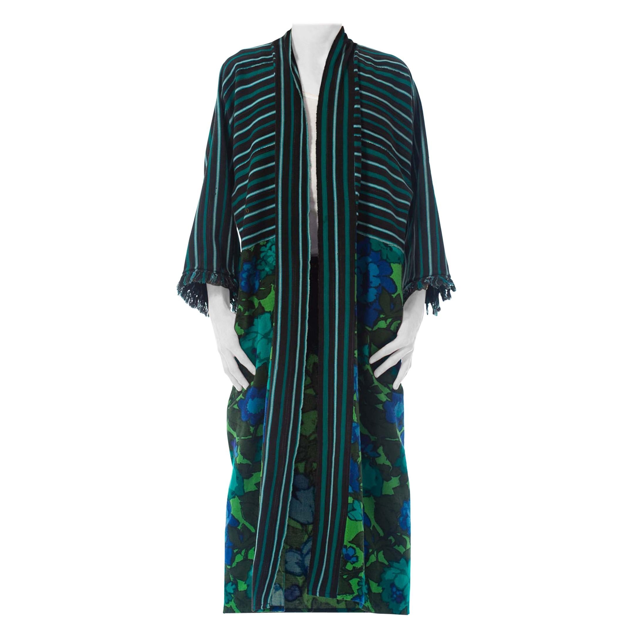 MORPHEW COLLECTION Black & Green Cotton Duster Coat Made From African Indigo 19
