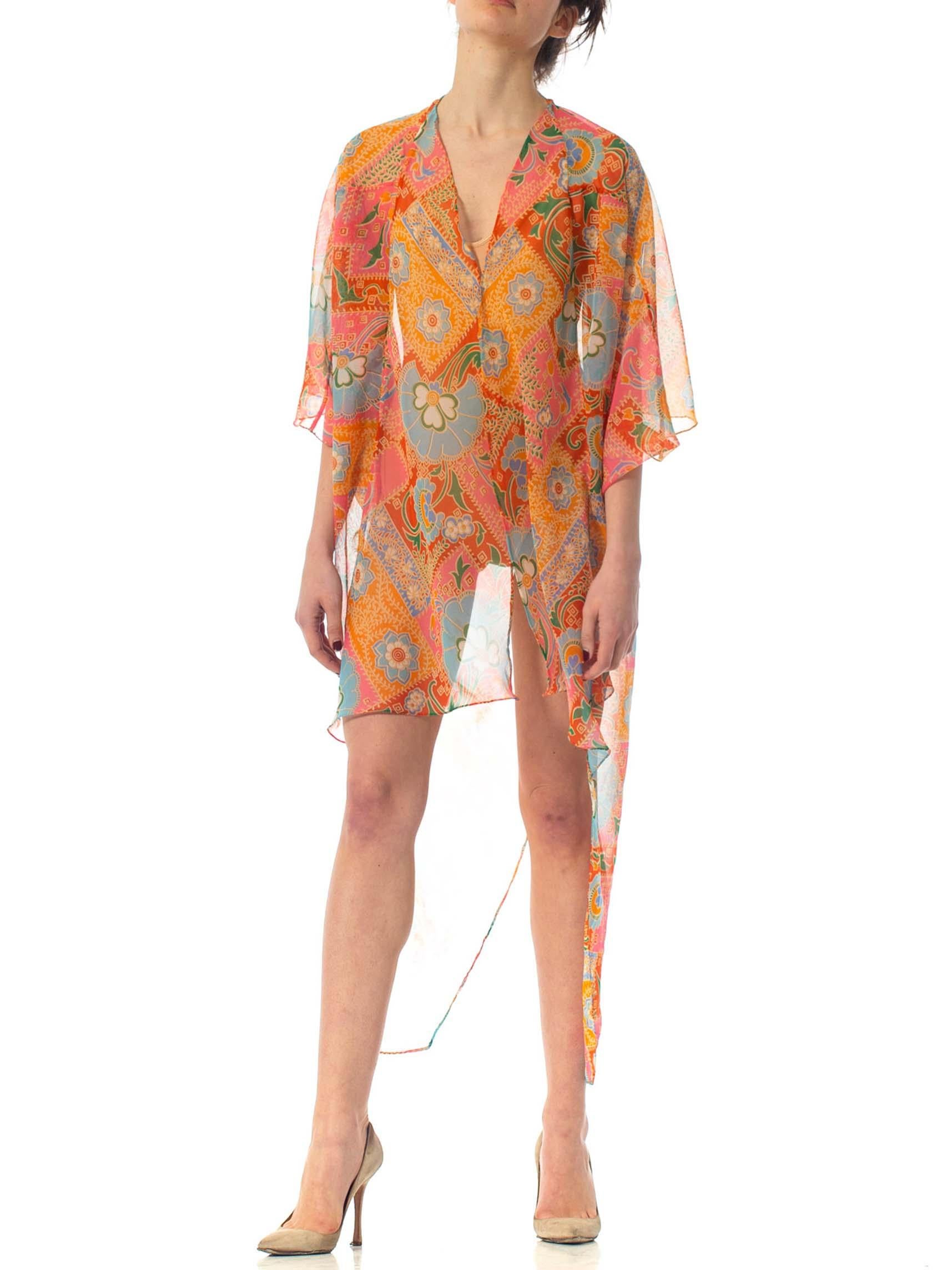 Women's MORPHEW COLLECTION Psychedelic Polyester Organza Beach Cover-Up Cocoon