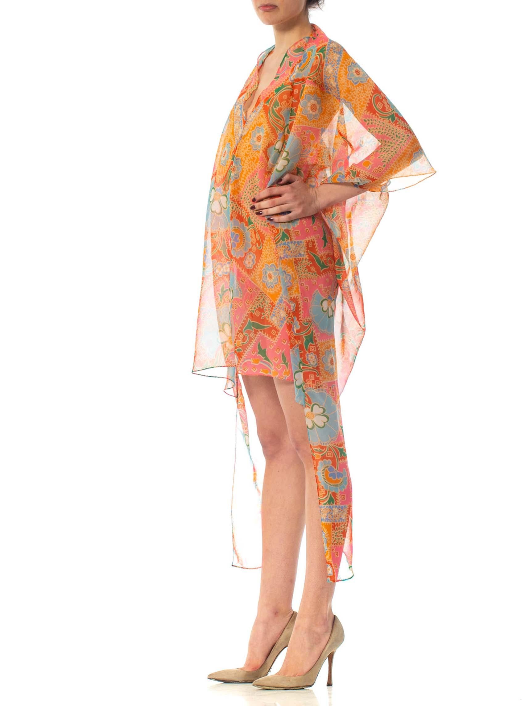 MORPHEW COLLECTION Psychedelic Polyester Organza Beach Cover-Up Cocoon 1