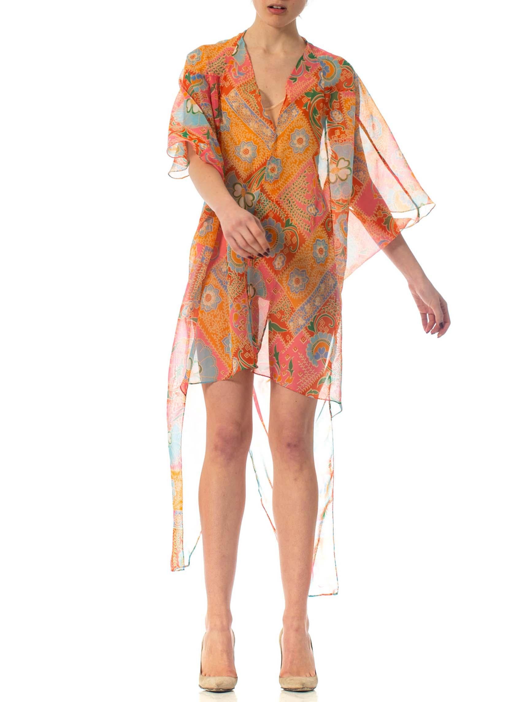 MORPHEW COLLECTION Psychedelic Polyester Organza Beach Cover-Up Cocoon 2