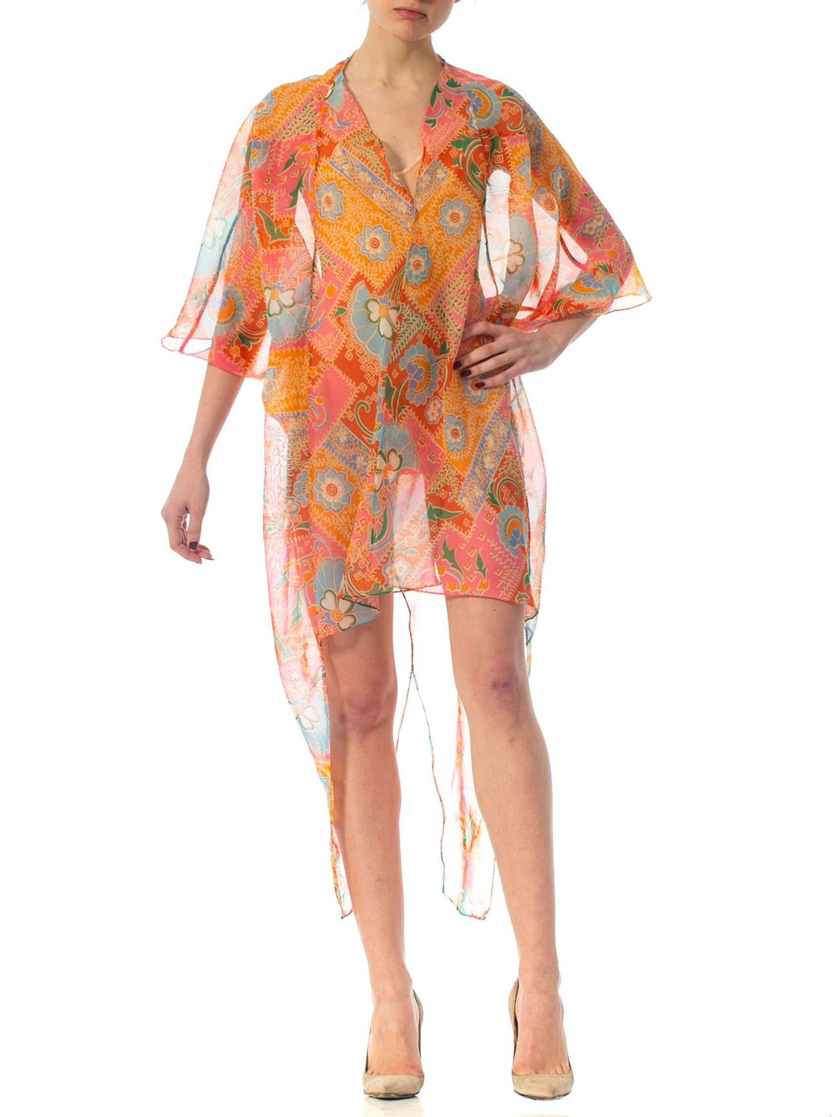 MORPHEW COLLECTION Psychedelic Polyester Organza Beach Cover-Up Cocoon 3