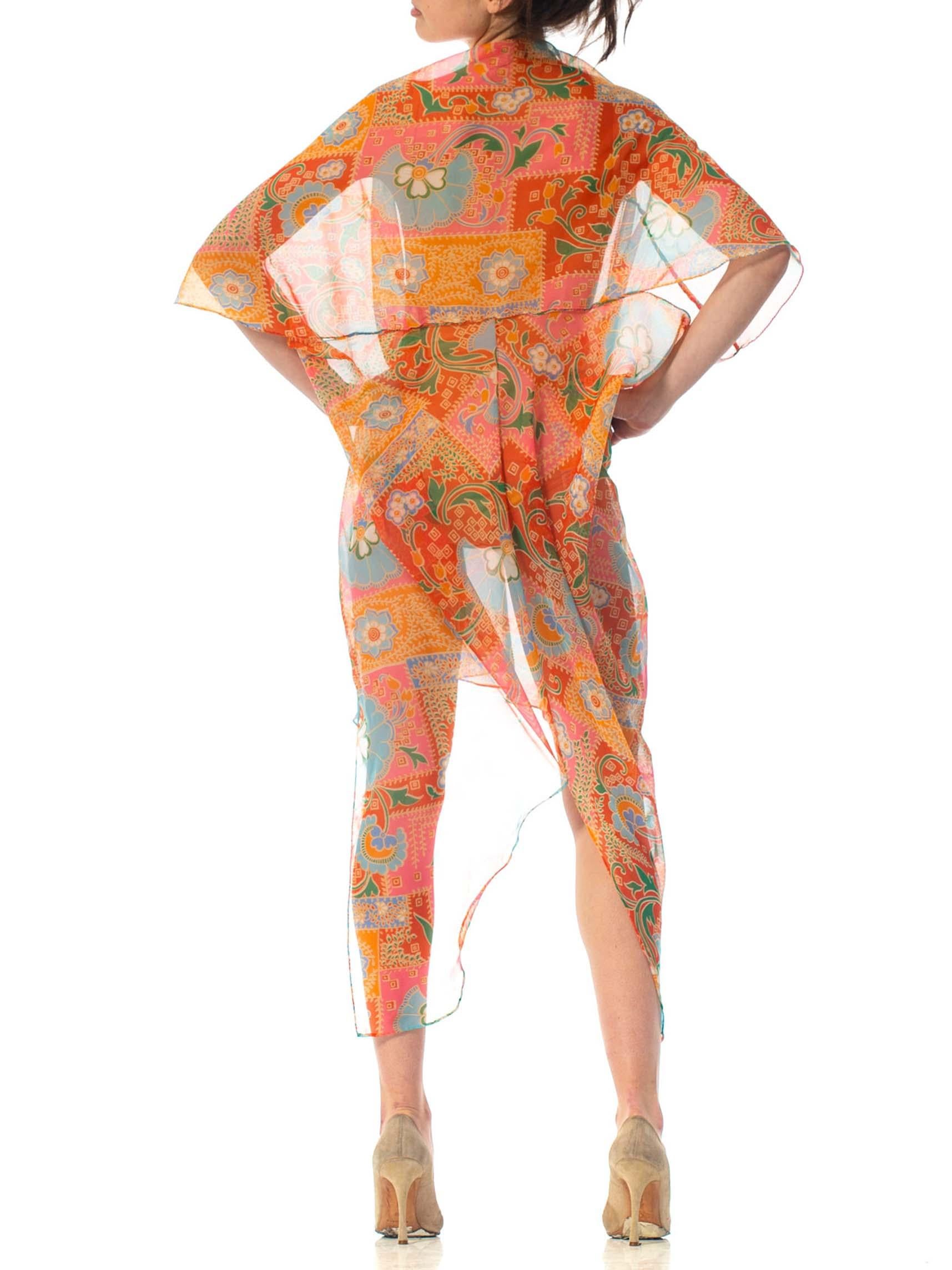 MORPHEW COLLECTION Psychedelic Polyester Organza Beach Cover-Up Cocoon 5
