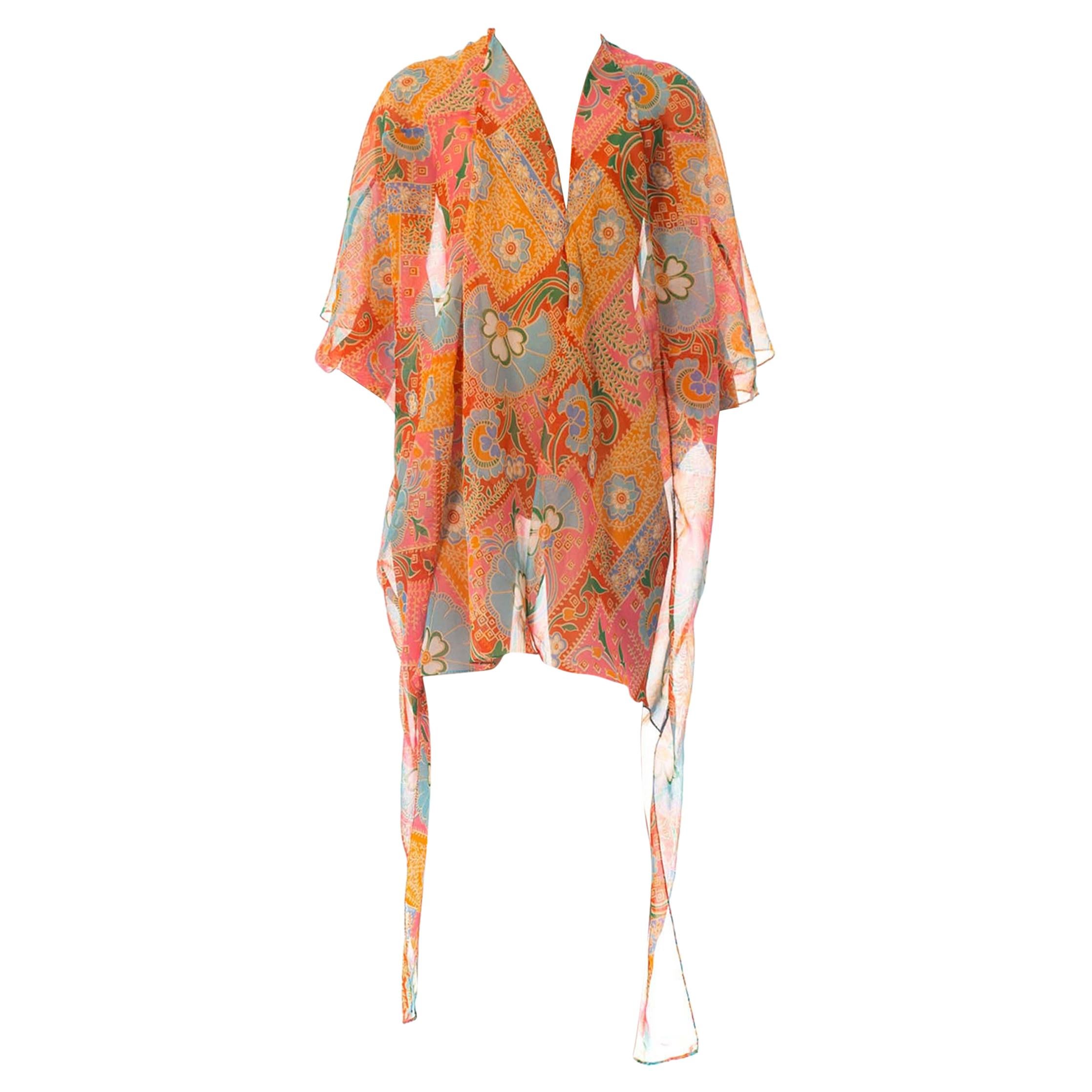 MORPHEW COLLECTION Psychedelic Polyester Organza Beach Cover-Up Cocoon