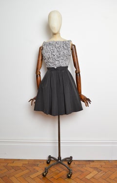 2010's MULBERRY London Grey Taffeta Fit & Flare Cocktail Party Mini Dress