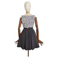 2010's MULBERRY London Grey Taffeta Fit & Flare Cocktail Party Mini Dress