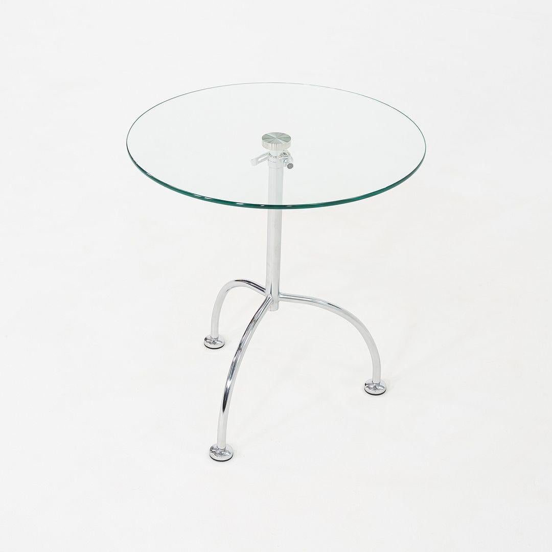Inconnu 2010s Pair of Chromed Steel and Glass Adjustable Side Tables en vente