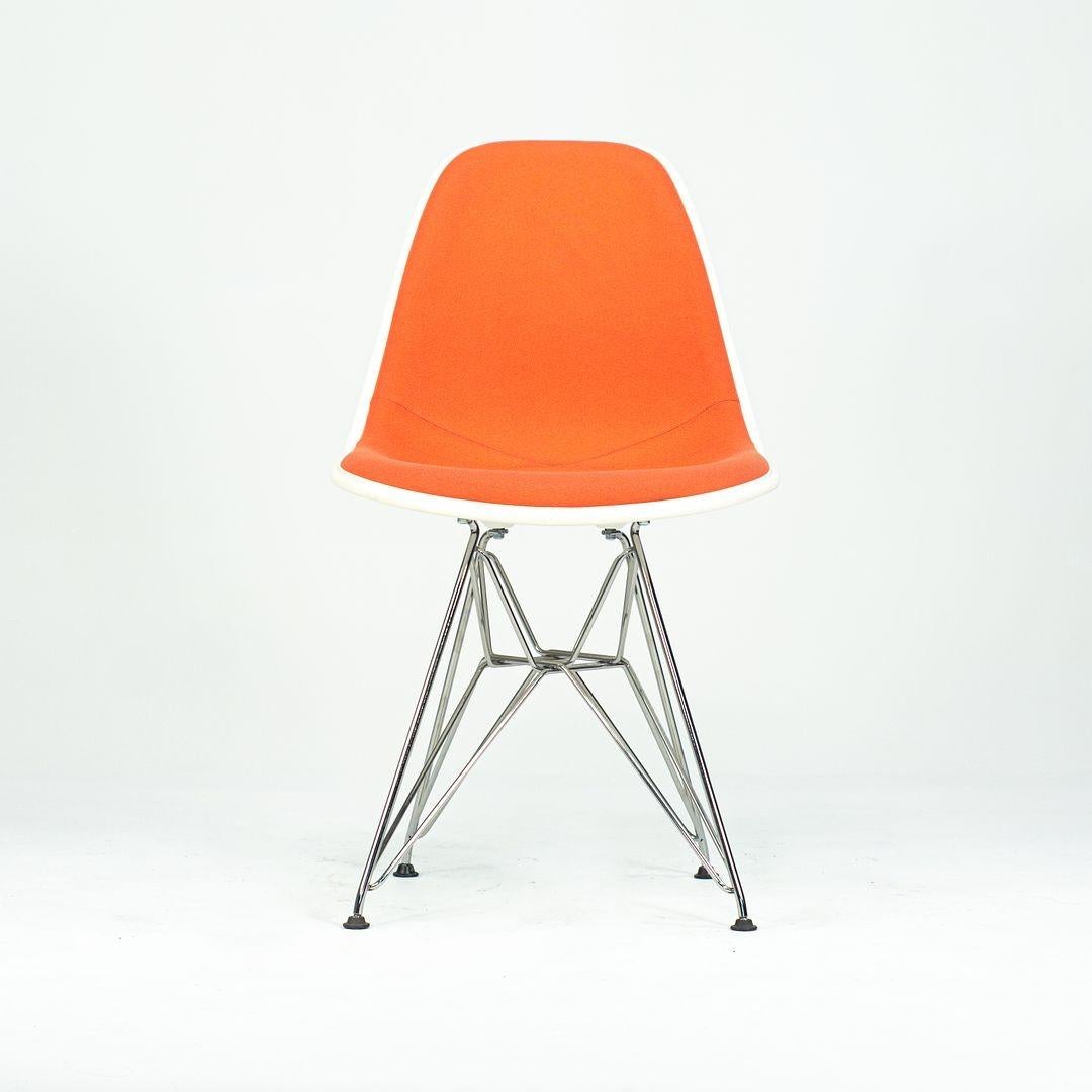 2010s Pair of Herman Miller Eames Dining Side Shell Chairs w/ Orange Upholstery en vente 5