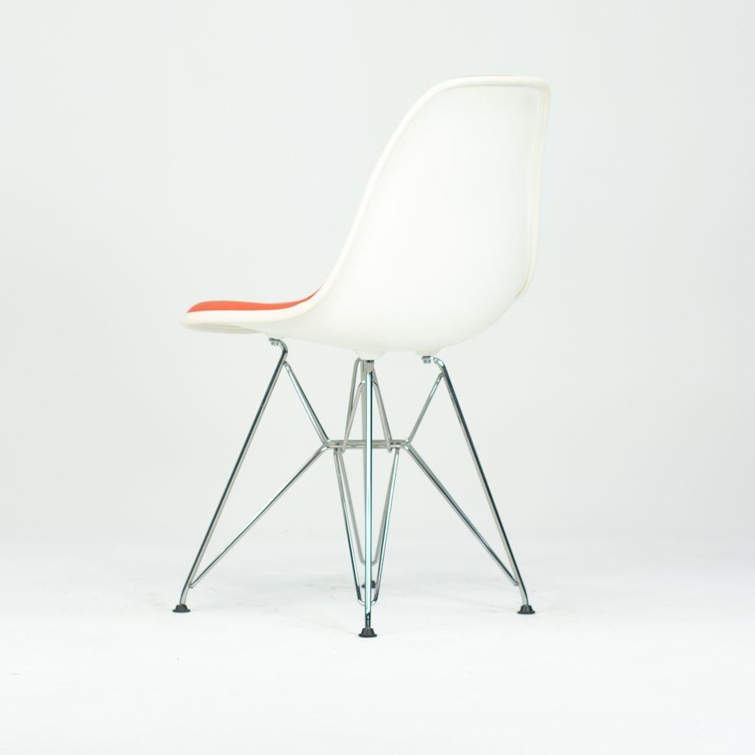 Américain 2010s Pair of Herman Miller Eames Dining Side Shell Chairs w/ Orange Upholstery en vente
