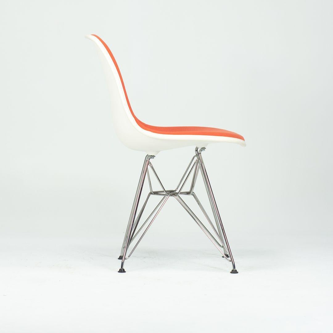 Acier 2010s Pair of Herman Miller Eames Dining Side Shell Chairs w/ Orange Upholstery en vente