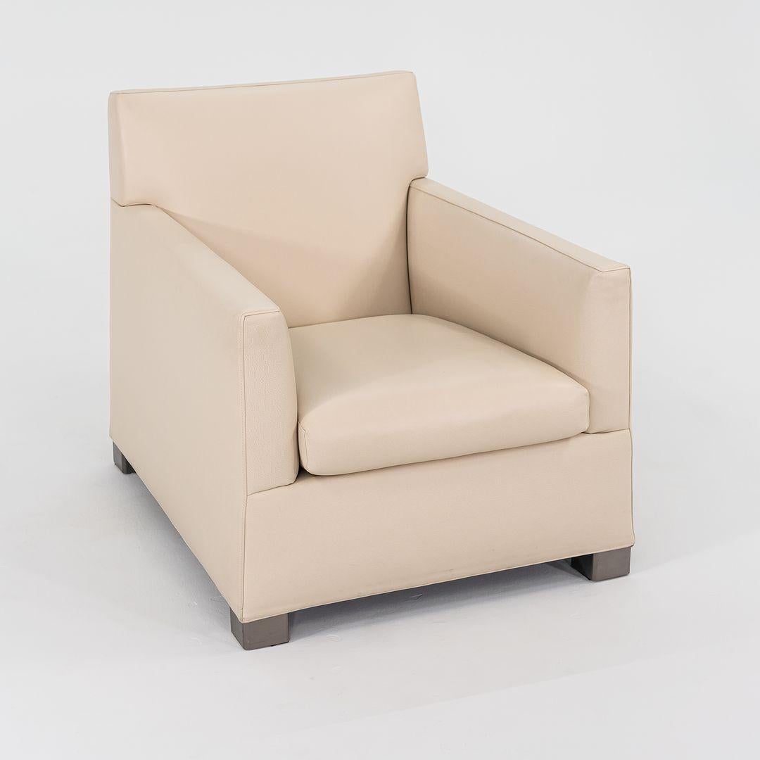 2010er Paar Minotti Club Lounge Sessel in Ecru Leder von Rodolfo Dordoni (Moderne) im Angebot