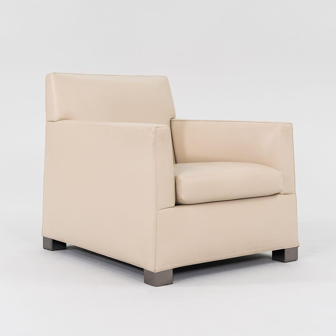 2010er Paar Minotti Club Lounge Sessel in Ecru Leder von Rodolfo Dordoni (Italienisch) im Angebot