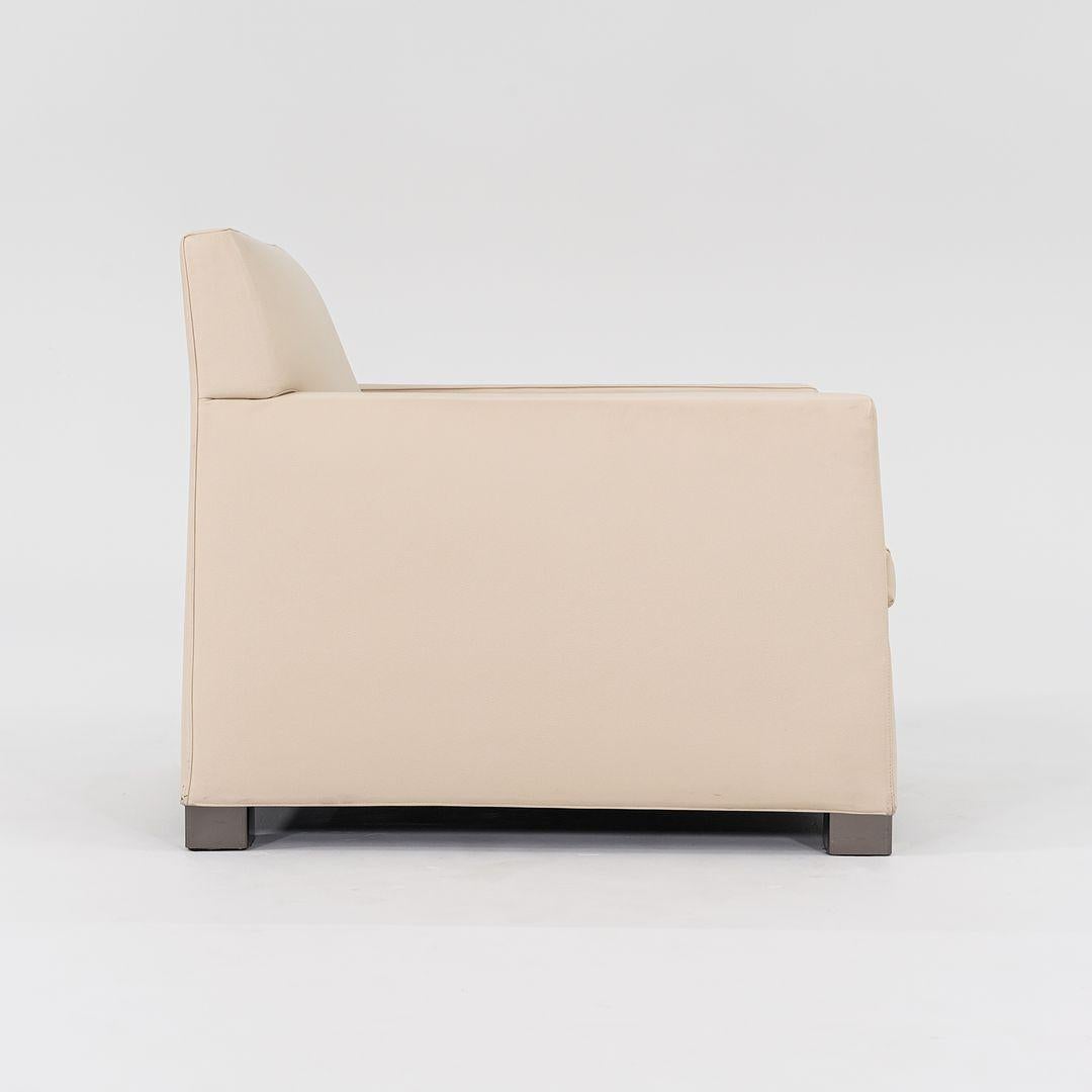 2010er Paar Minotti Club Lounge Sessel in Ecru Leder von Rodolfo Dordoni (21. Jahrhundert und zeitgenössisch) im Angebot