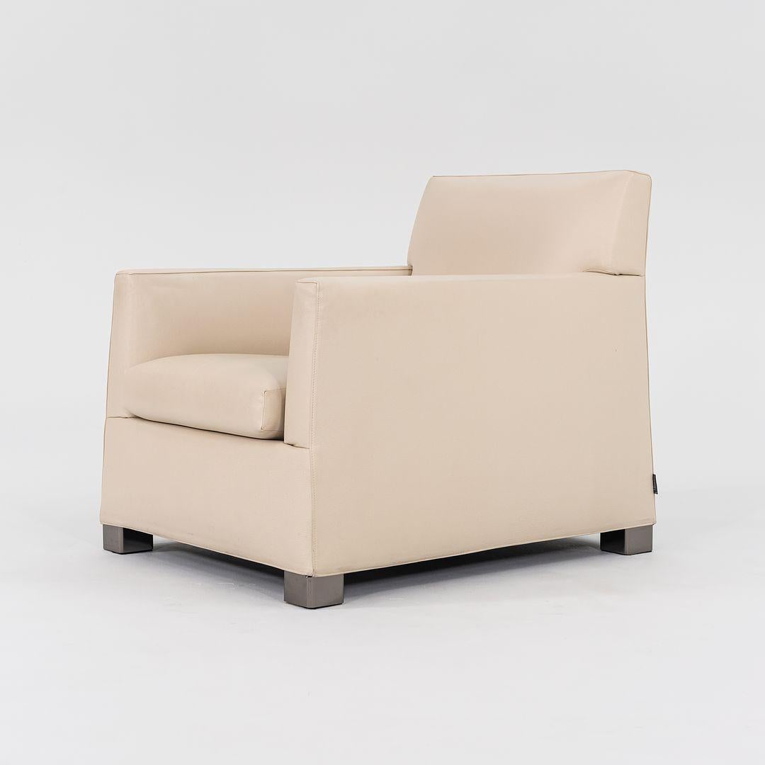 2010er Paar Minotti Club Lounge Sessel in Ecru Leder von Rodolfo Dordoni im Angebot 3