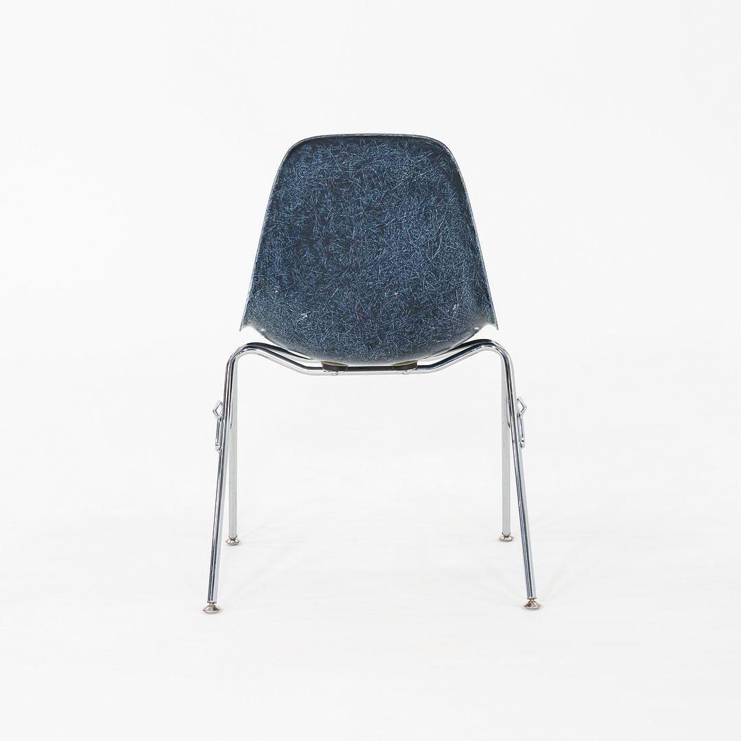 2010s Pair of Modernica Eames Fiberglass Dining Side Shell Chairs in Blue For Sale 5