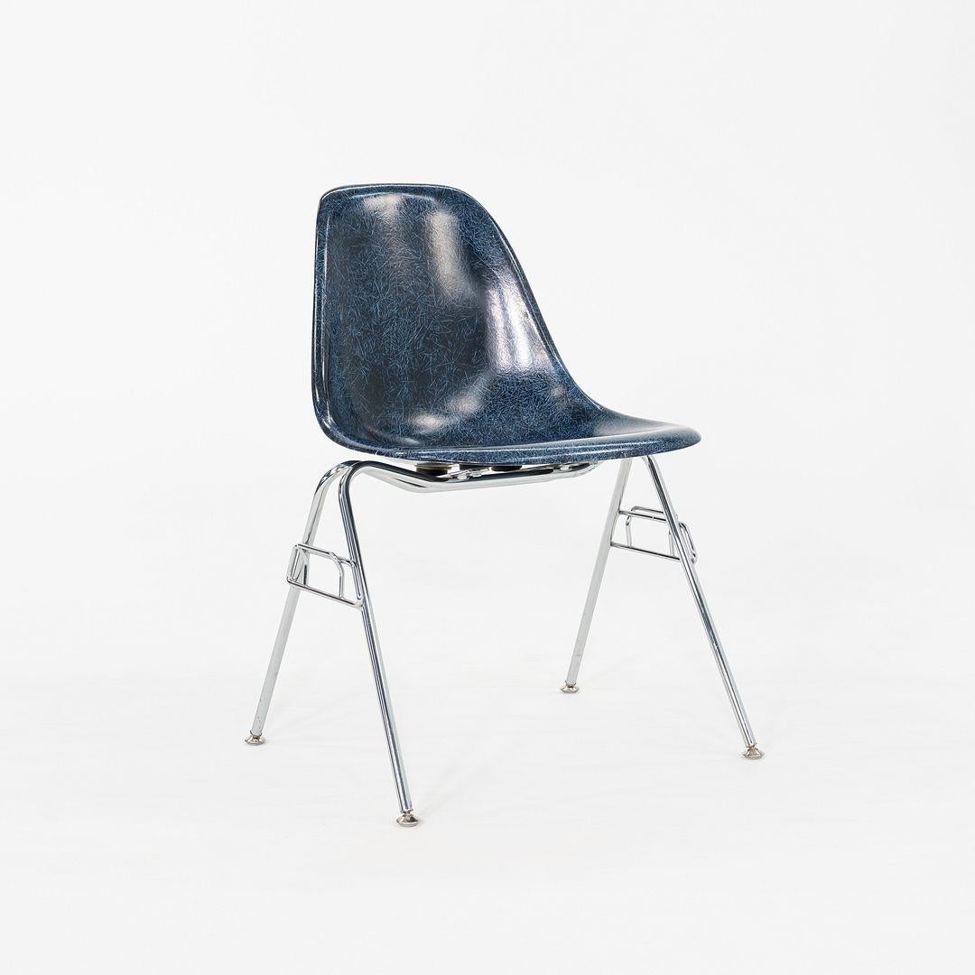2010s Pair of Modernica Eames Fiberglass Dining Side Shell Chairs in Blue For Sale 7