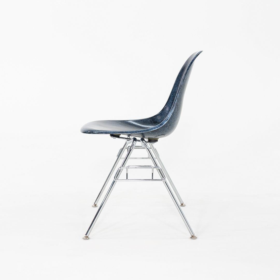 American 2010s Pair of Modernica Eames Fiberglass Dining Side Shell Chairs in Blue For Sale